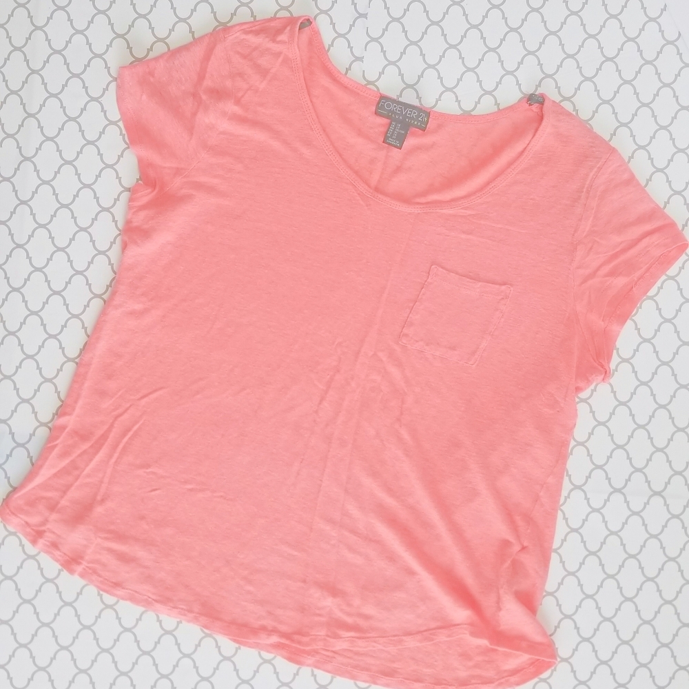 Coral Linen Tee